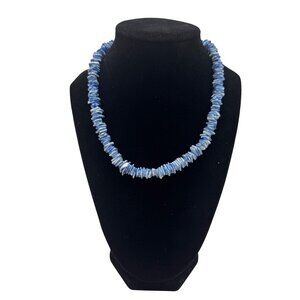 Natural Blue Stone Beaded Necklace With Magnetic Clasp